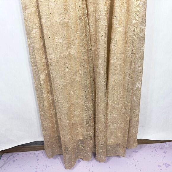 Mac Duggal Evening Gown Size 16 Dress Rose Gold Rhinestone Beaded Lace NWT F - Picture 8 of 13